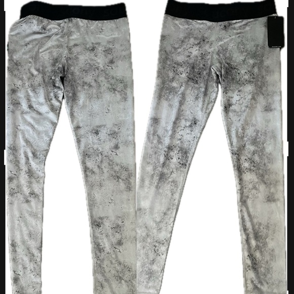 Saucony Athletic Pants Womens Size M Gray Splatter Paint Mid Rise Pull On L - Picture 1 of 6
